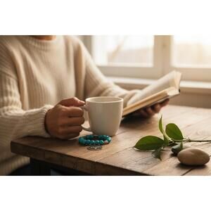 Handmade Tree of life beaded bracelet size 6.5” Turquoise